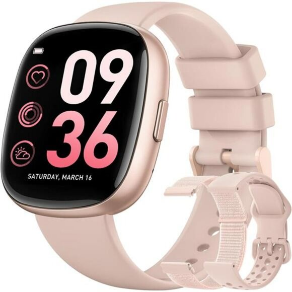 Smart Watch Call Text Heart Rate Sleep Tracker Waterproof iPhone Android 3 Bands - Picture 1 of 7